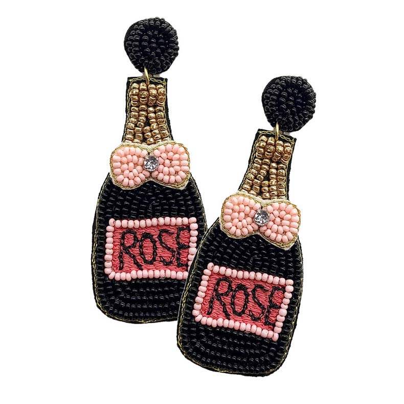 Felt Back Seed Beaded Champagne Dangle Earrings - Madeline Love - Flyclothing LLC