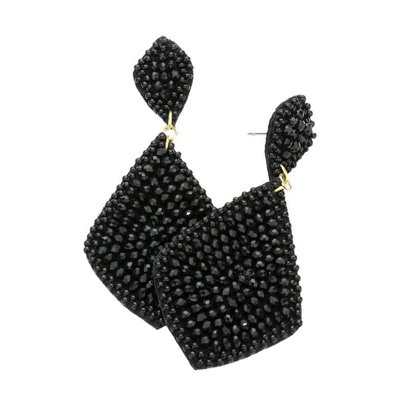 Felt Back Seed Beaded Petal Dangle Earrings - Madeline Love - Flyclothing LLC
