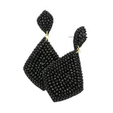 Felt Back Seed Beaded Petal Dangle Earrings - Madeline Love - Flyclothing LLC