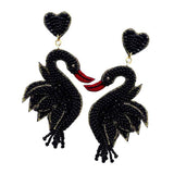 Felt Back Sequin Seed Beaded Swan Dangle Earrings - Madeline Love - Flyclothing LLC