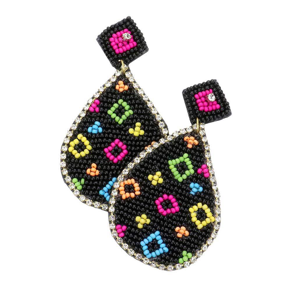 Felt Back Teardrop Beaded Dangle Earrings - Madeline Love - Flyclothing LLC