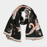 Floral Pattern Fringe Oblong Scarf - Madeline Love - Flyclothing LLC