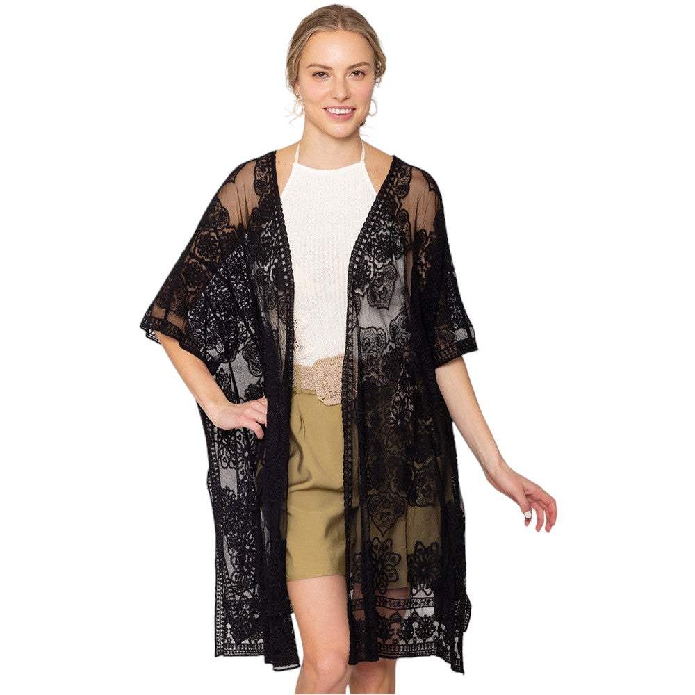 Flower Lace Kimono Poncho - Madeline Love - Flyclothing LLC