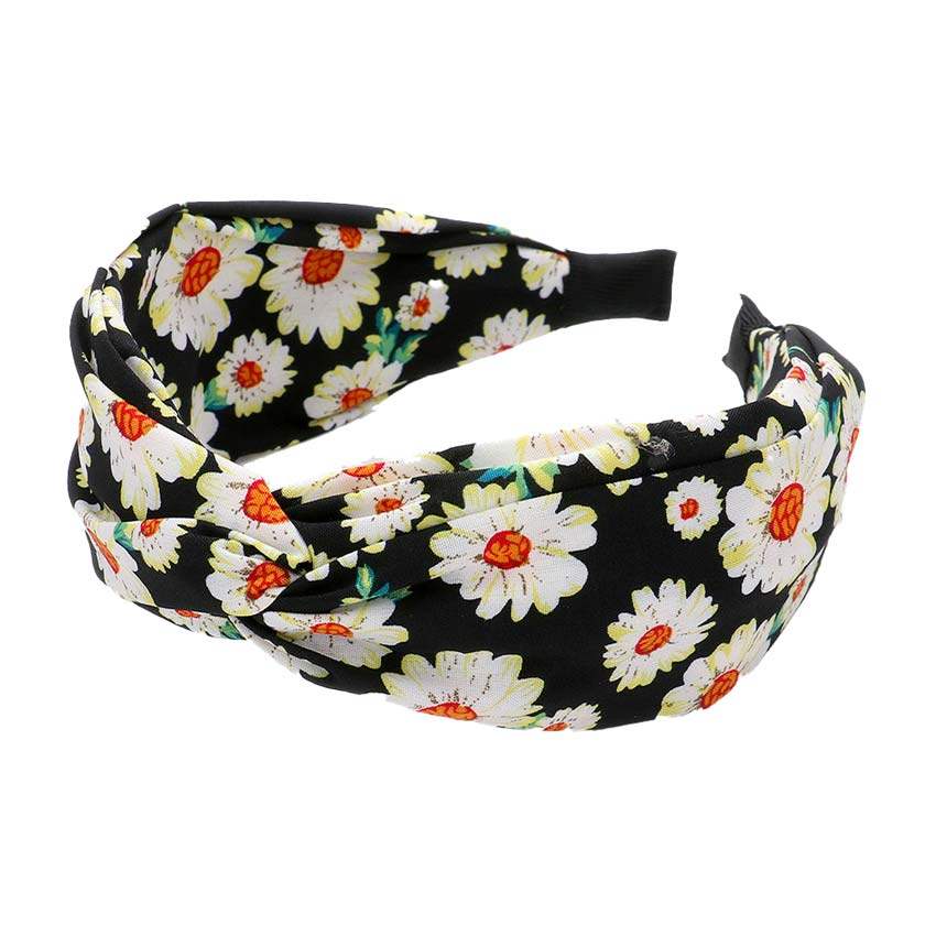 Flower Patterned Twisted Headband - Madeline Love - Flyclothing LLC