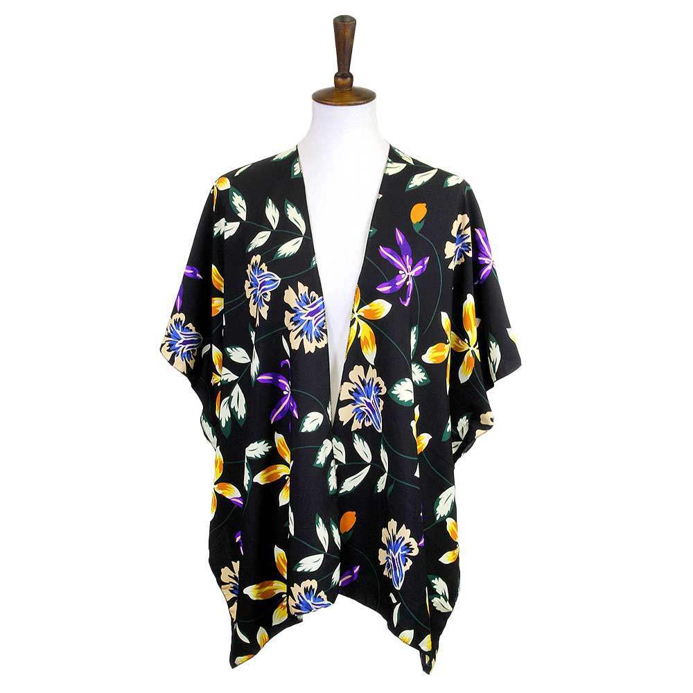 Flower Printed Cover Up Kimono Poncho - Madeline Love - Flyclothing LLC
