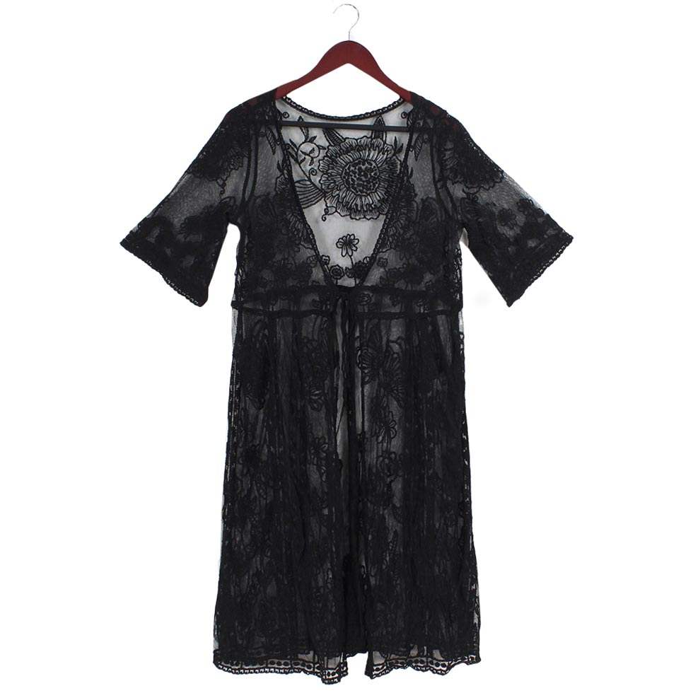 Flower Vintage Lace Long Cover Up Kimono Poncho - Madeline Love - Flyclothing LLC