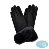 Fluffy Faux Fur Faux Suede Touch Smart Gloves - Madeline Love - Flyclothing LLC