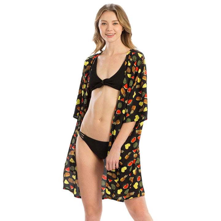 Fruit Print Cover Up Poncho Kimono - Madeline Love - Flyclothing LLC