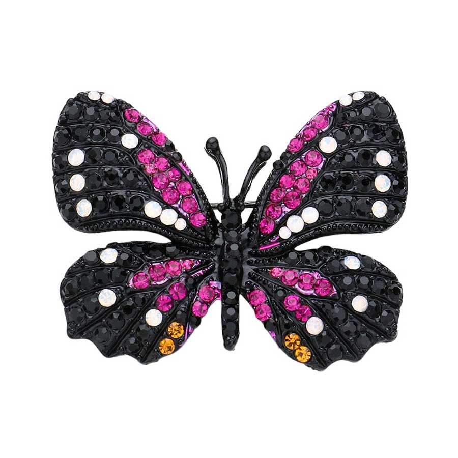 Rhinestone Pave Butterfly Pin Brooch - Madeline Love - Flyclothing LLC