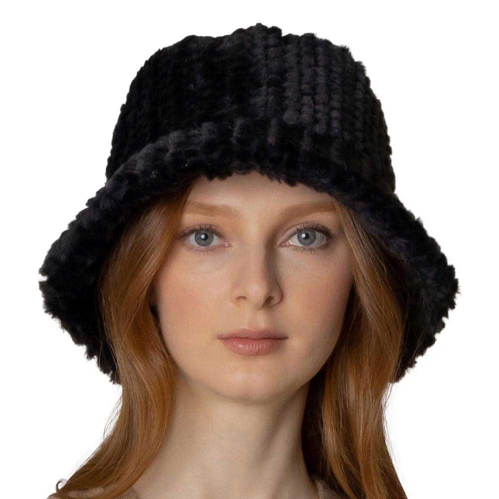 Fuzzy Faux Fur Bucket Hat - Madeline Love - Flyclothing LLC