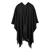 Geometry Open Knit Ruana With Fringe - Madeline Love - Flyclothing LLC