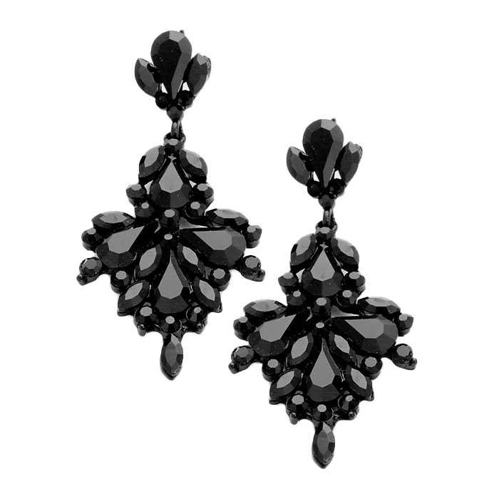 Glass Crystal Statement Evening Earrings - Madeline Love - Flyclothing LLC