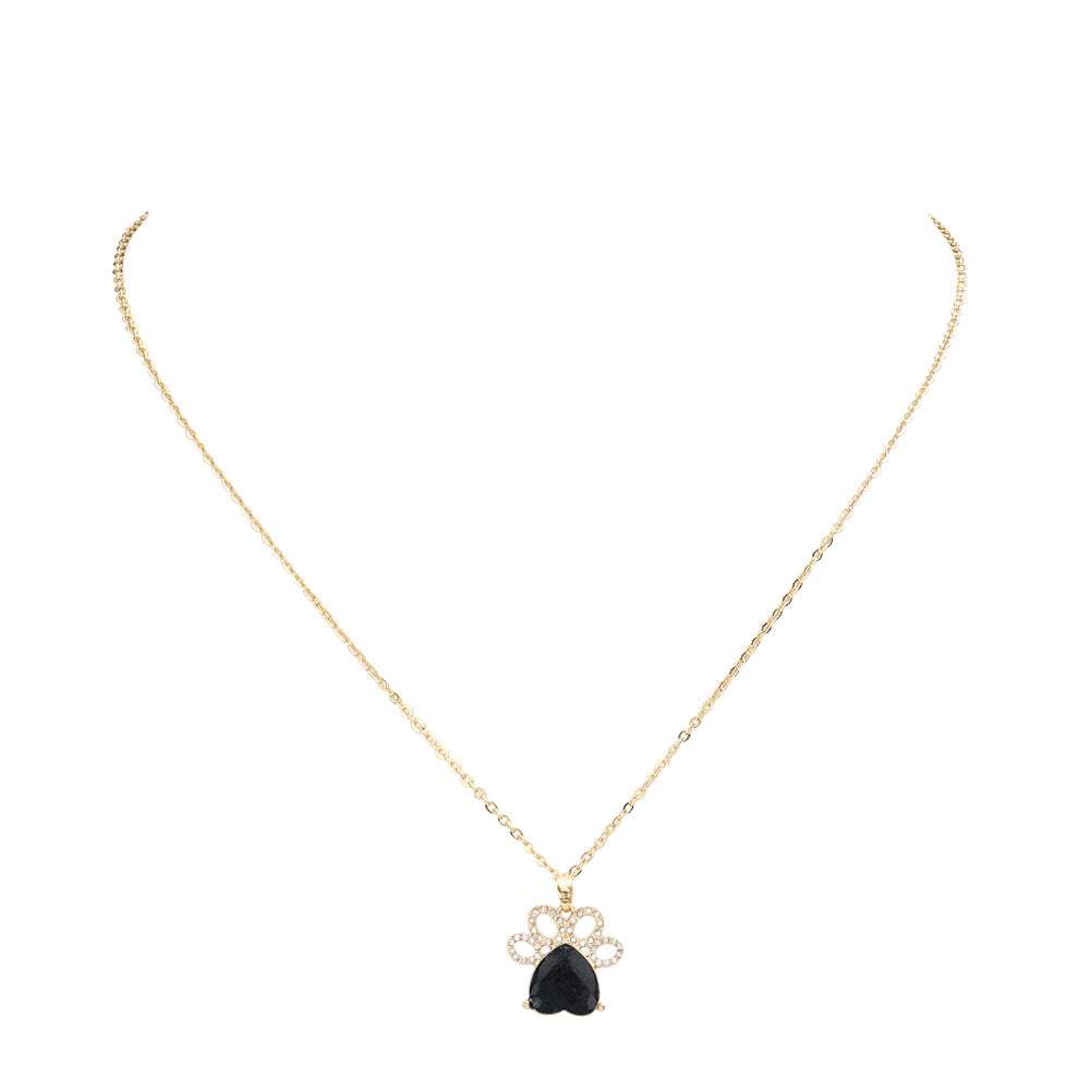 Glittered Heart Pointed Paw Pendant Necklace - Madeline Love - Flyclothing LLC