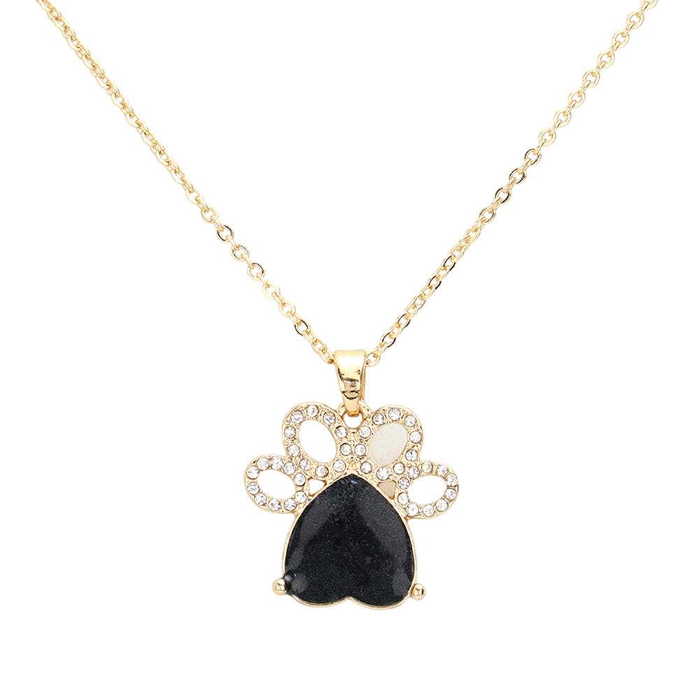 Glittered Heart Pointed Paw Pendant Necklace - Madeline Love - Flyclothing LLC