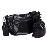 Glossy Puffer Half Moon Crossbody Bag - Madeline Love - Flyclothing LLC