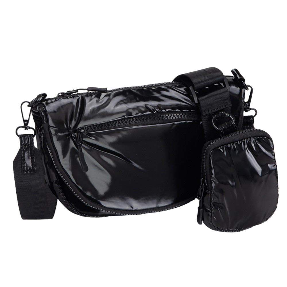 Glossy Puffer Half Moon Crossbody Bag - Madeline Love - Flyclothing LLC