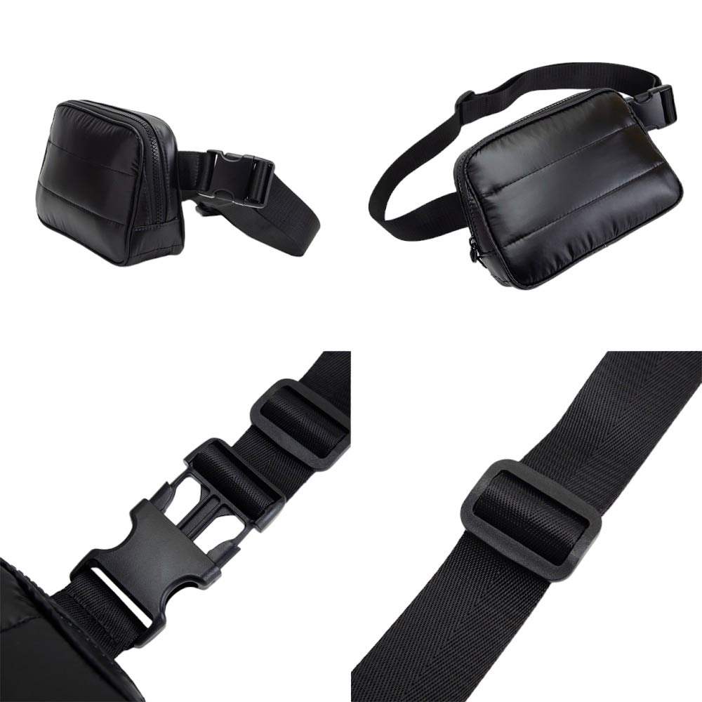 Glossy Puffer Rectangle Sling Bag Fanny Bag Belt Bag - Madeline Love - Flyclothing LLC