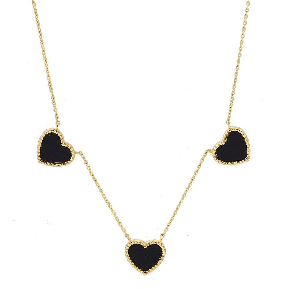 Gold Dipped Triple Heart Pendant Necklace - Madeline Love - Flyclothing LLC