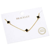 Gold Dipped Triple Quatrefoil Link Bracelet - Madeline Love - Flyclothing LLC