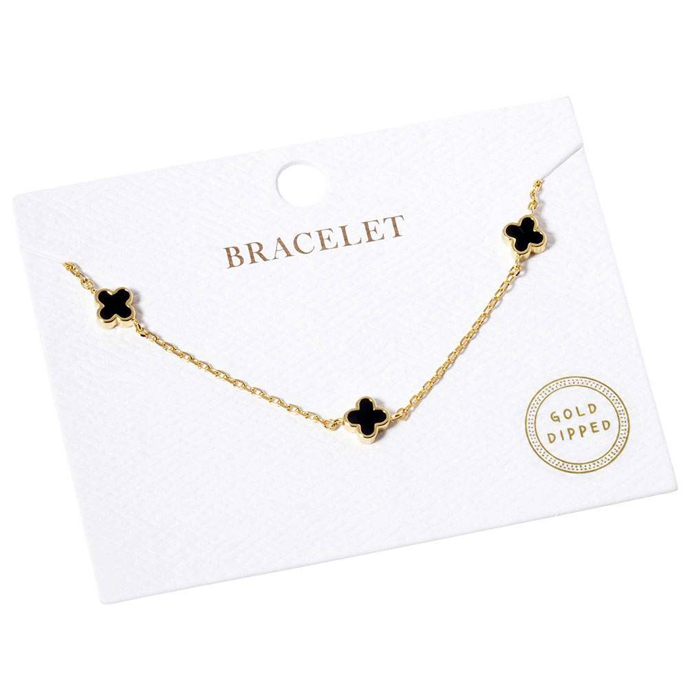 Gold Dipped Triple Quatrefoil Link Bracelet - Madeline Love - Flyclothing LLC