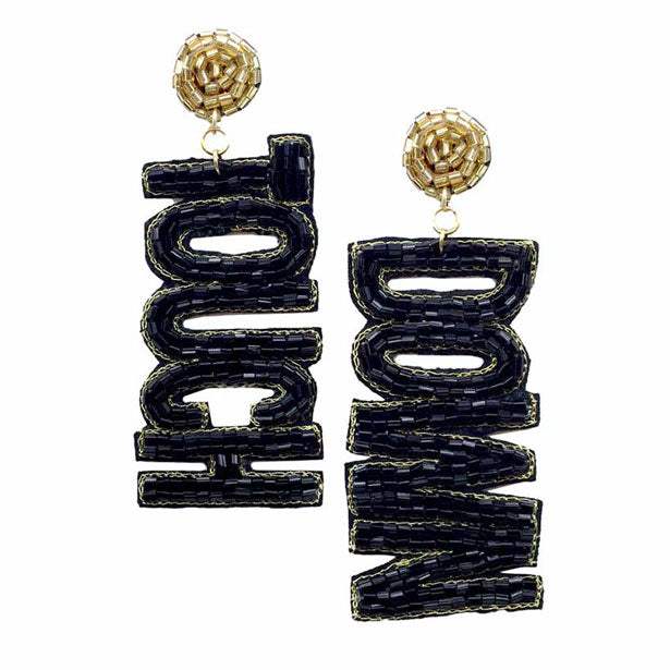 Felt Back Touch Down Message Beaded Dangle Earrings - Madeline Love - Flyclothing LLC