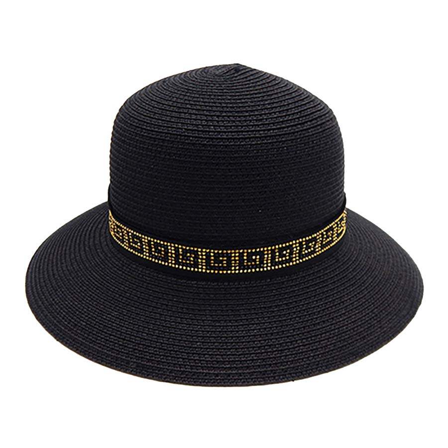 Greek Pattern Band Straw Sun Hat - Madeline Love - Flyclothing LLC