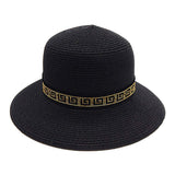 Greek Pattern Band Straw Sun Hat - Madeline Love - Flyclothing LLC