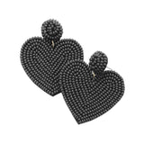 Seed Beaded Heart Drop Earrings - Madeline Love - Flyclothing LLC