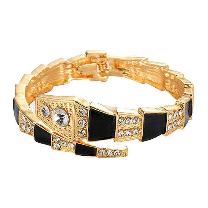 Stone Embellished Enamel Snake Hinged Bracelet - Madeline Love - Flyclothing LLC