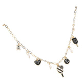 Lets Play Message Enamel Pickleball Pearl Charm Station Necklace - Madeline Love - Flyclothing LLC