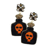 Halloween Felt Back Pumpkin Bottle Dangle Earrings - Madeline Love - Flyclothing LLC