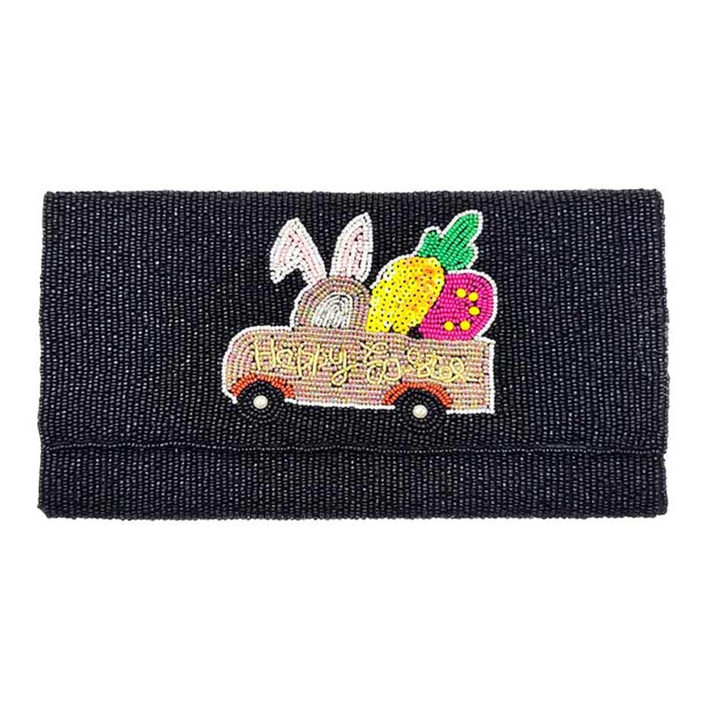 Happy Easter Carrot Bunny Seed Beaded Clutch Crossbody Bag - Madeline Love - Flyclothing LLC