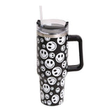 Happy Face Printed 40oz Stainless Steel Tumbler With Handle - Madeline Love - Flyclothing LLC