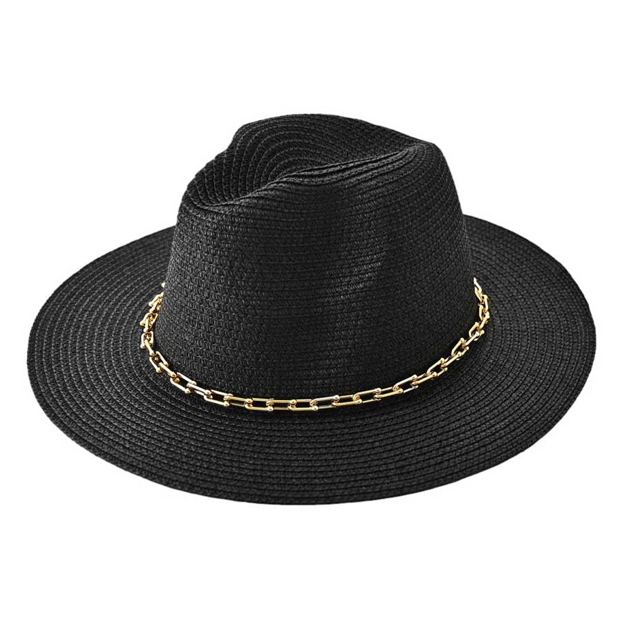 Hardware Chain Band Pointed Straw Hat - Madeline Love - Flyclothing LLC