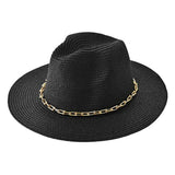 Hardware Chain Band Pointed Straw Hat - Madeline Love - Flyclothing LLC