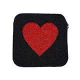 Heart Accented Seed Beaded Square Crossbody Bag - Madeline Love - Flyclothing LLC