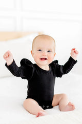 Black L/S Flutter Bodysuit - Mila & Rose ® - Flyclothing LLC