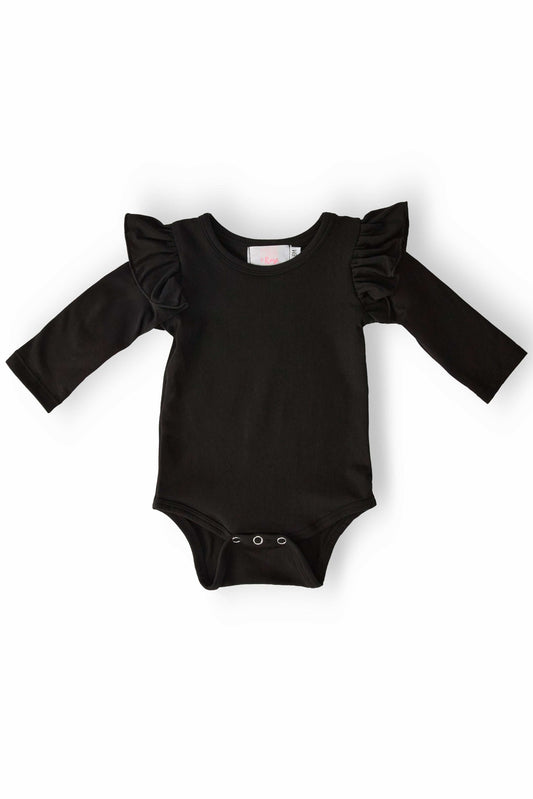 Black L/S Flutter Bodysuit - Mila & Rose ® - Flyclothing LLC