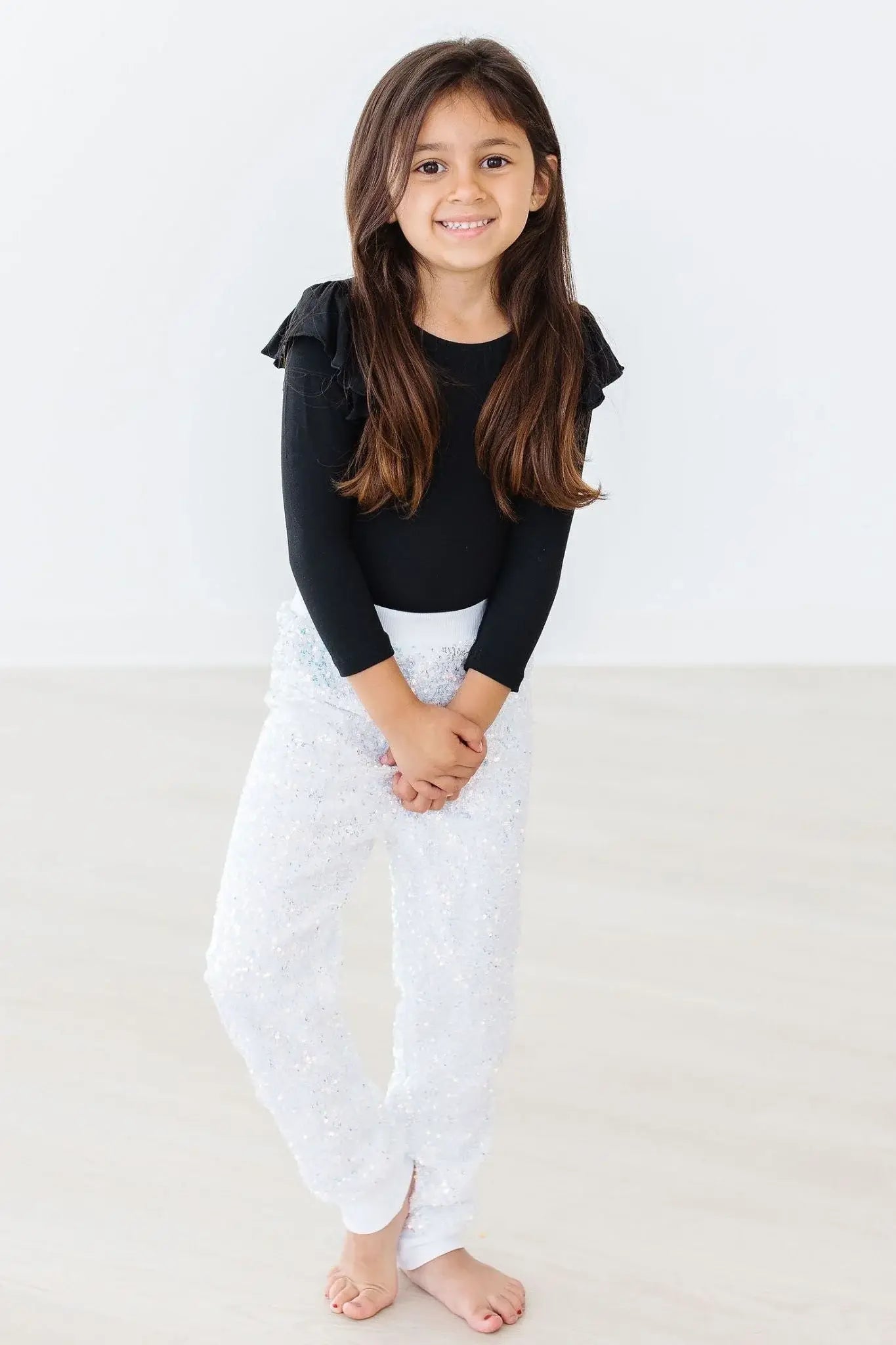 Black L/S Flutter Sleeve Leotard - Mila & Rose ® - Flyclothing LLC