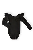 Black L/S Flutter Sleeve Leotard - Mila & Rose ® - Flyclothing LLC