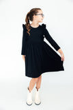 Black L/S Ruffle Twirl Dress