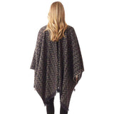 Leaf Patterned Poncho Shawl Wrap - Madeline Love - Flyclothing LLC