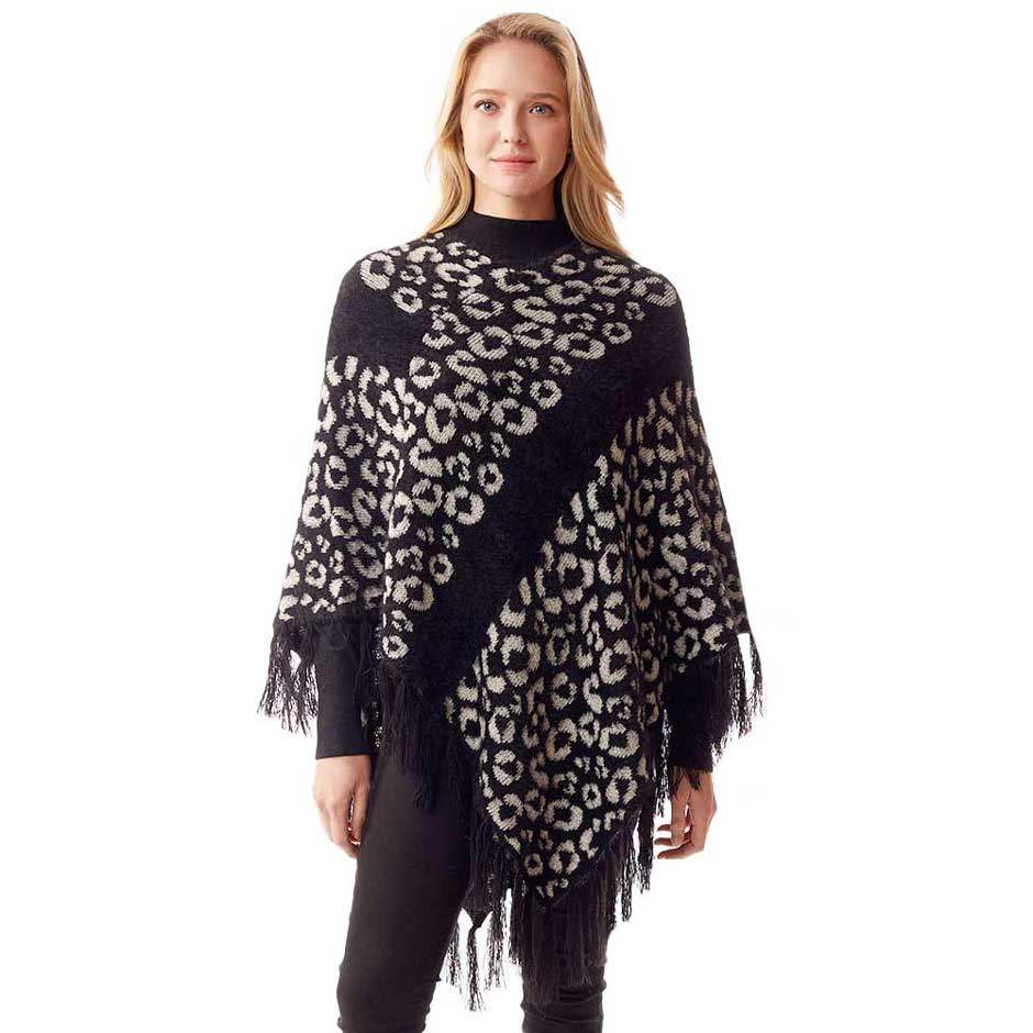 Leopard Patterned Poncho - Madeline Love - Flyclothing LLC