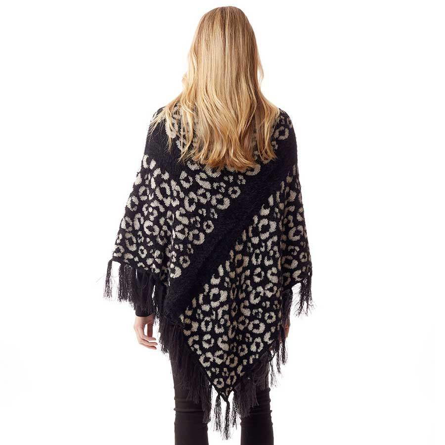 Leopard Patterned Poncho - Madeline Love - Flyclothing LLC