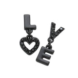 LOVE Rhinestone Message Mismatched Dangle Earrings - Madeline Love - Flyclothing LLC