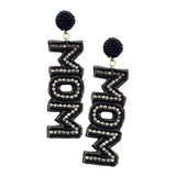 MOM Felt Back Rhinestone Beaded Message Dangle Earrings - Madeline Love - Flyclothing LLC