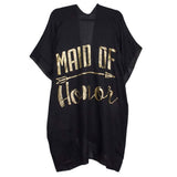 Maid of Honor Solid Lettering Cover Up Poncho - Madeline Love - Flyclothing LLC