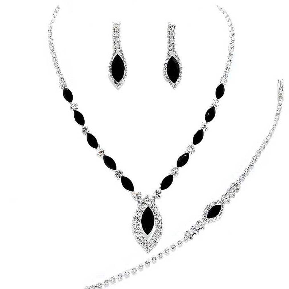 Marquise Rhinestone Necklace Jewelry Set - Madeline Love - Flyclothing LLC