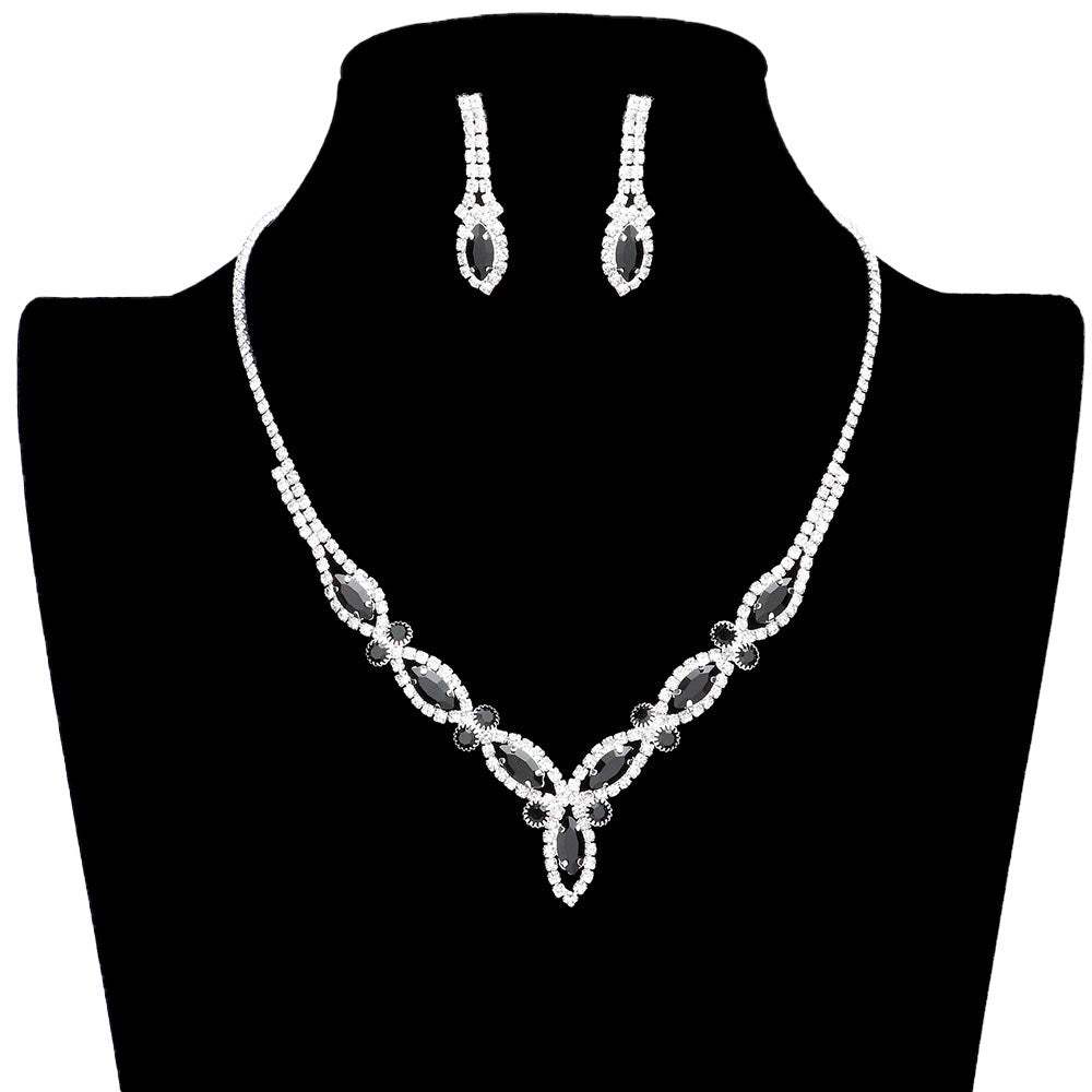 Marquise Stone Accented Rhinestone Necklace - Madeline Love - Flyclothing LLC