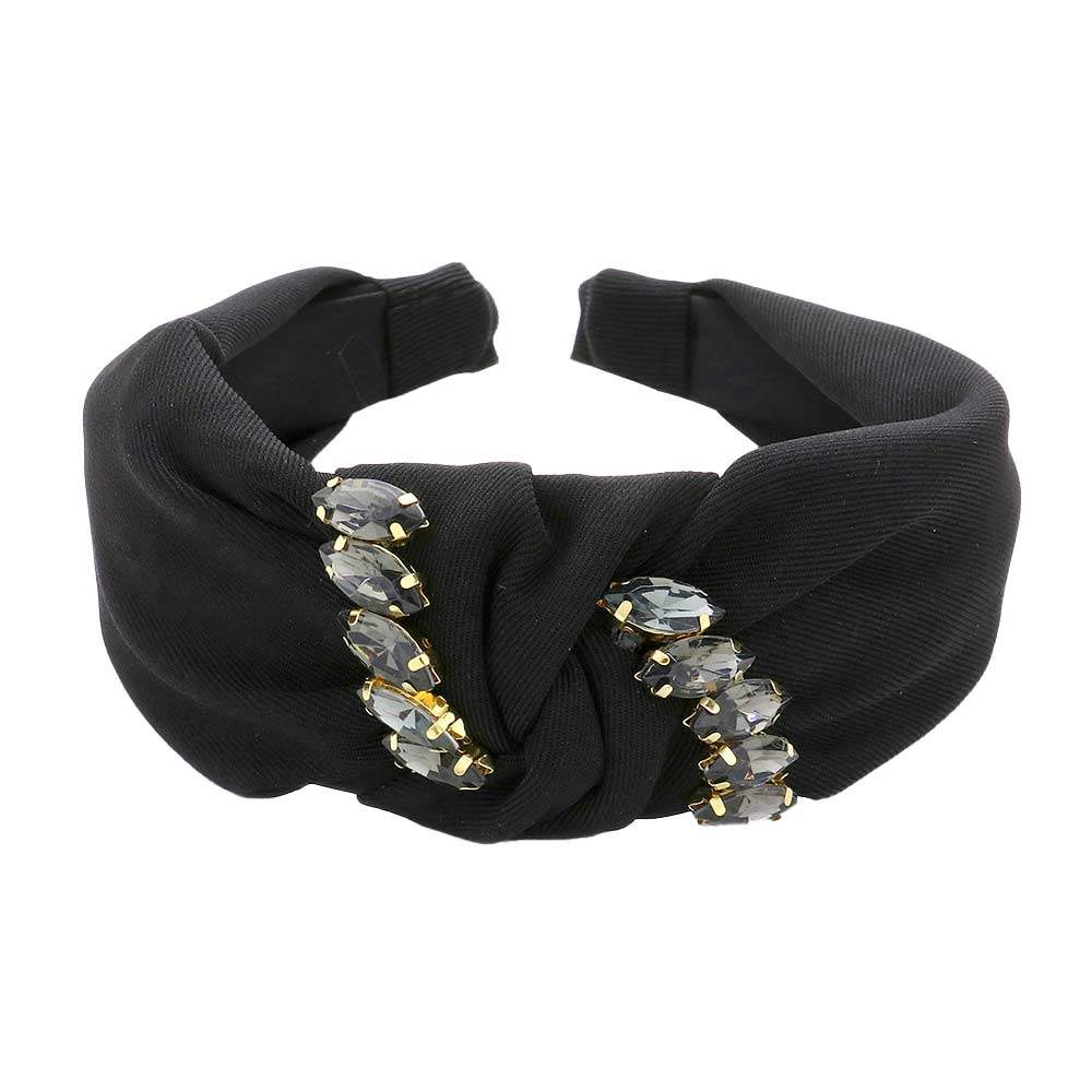 Marquise Stone Embellished Knot Burnout Headband - Madeline Love - Flyclothing LLC